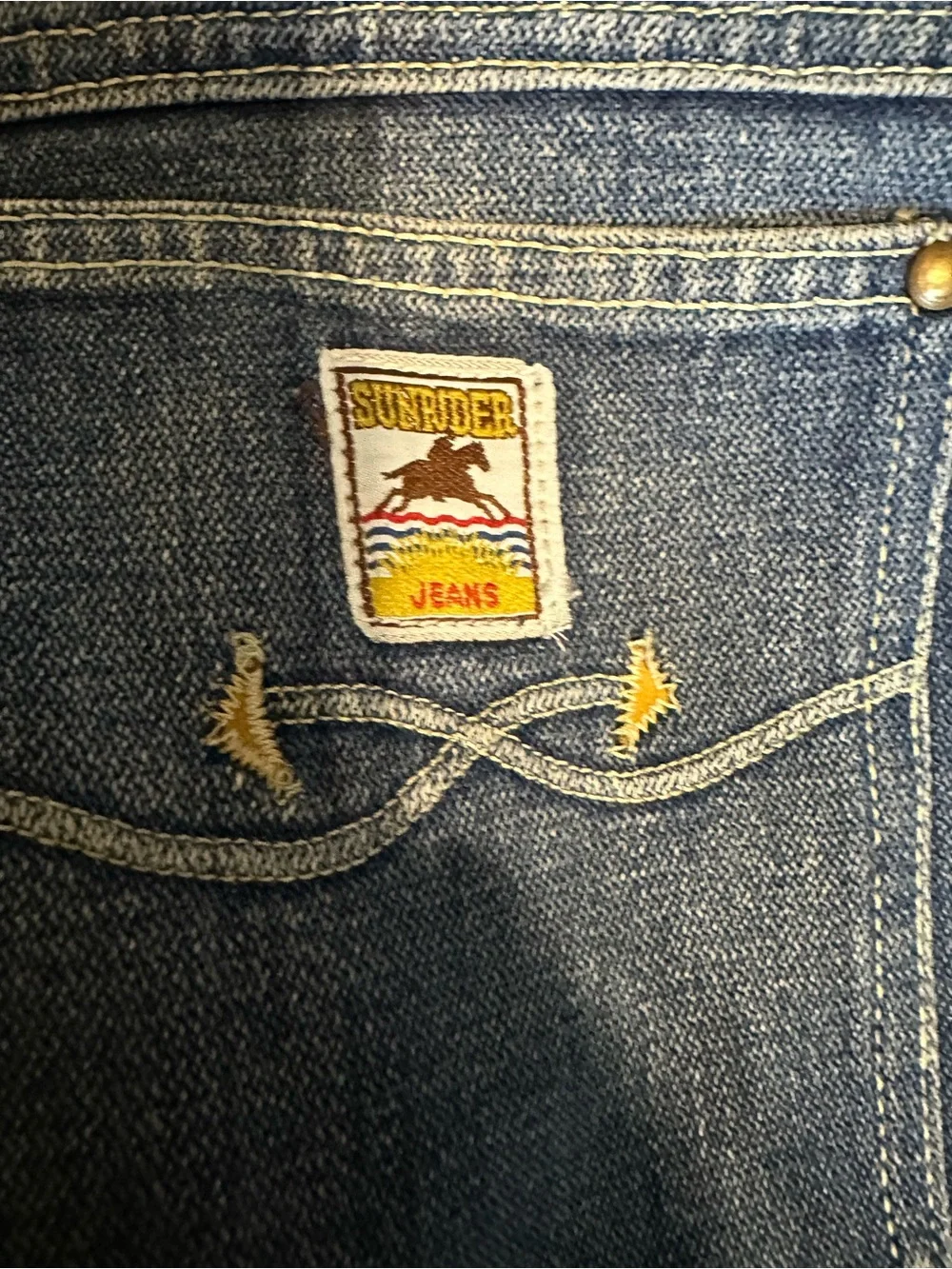 Men's Sunrider Two-Tone Blue Straight Jeans size 34x32